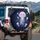 Stylized Friendly Smile Glowing Jellyfish Wavy Tentacles Stars Sparkles - Deep Ocean Lover Gift Spare Tire Cover - 3