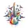 Rainbow Electric Guitar Flying Birds - Car SUV RV Truck Decor Gift for Auto Enthusiasts Spare Tire Cover - 6