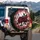Crimson Roses White Butterfly Weathered Flag - Home Decor Gift for Butterfly Lover Spare Tire Cover - 3