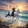 Pinto White Horses Galloping Beach Ocean Sunset Doves - Nature Lover Gift Spare Tire Cover - 6