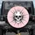Pastel Pink Black White Aged Skull Bared Teeth Spikes Studs - Vehicle Decor Gift Spare Tire Cover - 1