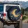 Golden Crescent Moon Dark Clouds Glowing Stars Night Sky - Celestial Decor Gift for Star Lover Spare Tire Cover - 3