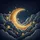 Golden Crescent Moon Dark Clouds Glowing Stars Night Sky - Celestial Decor Gift for Star Lover Spare Tire Cover - 6