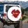 Velvet Red Rose Heart 'Be mine' Gold Text with Rose Petals - Valentine's Day Gift for Her Spare Tire Cover - 3
