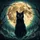 Regal Black Cat Full Moon Gothic Night - Dark Fantasy Gift for Cat Lovers Spare Tire Cover - 6