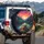 Vintage Camper Van Campfire River Forest Sunset - Camping Lifestyle Gift Spare Tire Cover - 3