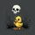 Fluffy Yellow Duckling Holding Skull Shaped Balloon, Grunge Smoke - Everyday Home Decor Gift Spare Tire Cover - 6