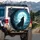 Howling Black Wolf Full Moon Stars Night Sky Winter Trees - Nature Lover Gift Spare Tire Cover - 3
