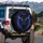 Black Wolf Head Glowing Electric Blue Purple Eyes Mystical Smoke Energy Scene - Wildlife Lover Gift Spare Tire Cover - 3