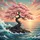 Cherry Blossom Tree Ocean Waves Sunset - Travel Essentials Gift for Nature Lover Spare Tire Cover - 6