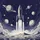 Rocket Ship Planets Moon Celestial - Outer Space Adventure Gift Spare Tire Cover - 6