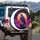 Electric Blue Eagle Moon Mountain Cosmic Sky - Wildlife Lover Gift Spare Tire Cover - 3