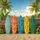 Vintage Surfboards Coconut Palm Tropical Beach Scene - Beach Lover Gift Spare Tire Cover - 6