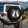 High-Fiving White Silhouette Outline Cats Paw Prints Yarn Balls - Cat Lover Home Decor Gift Spare Tire Cover - 3