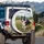 Playful Tri-Color Border Collie Grassy Field Hills Landscape - Dog Lover Gift Spare Tire Cover - 3