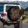 Continuous Densely Packed Layered Paw Prints on Black - Pet Owner Everyday Car Accessory Gift Spare Tire Cover - 3