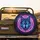 Neon Magenta Blue Wolf Head Glowing Eyes Cyberpunk - Sci-Fi Lover Gift for Auto Enthusiast Spare Tire Cover - 2