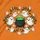 Orange Field Bubbling Cauldron White Ghosts Leafy Branches - Halloween Party Spare Tire Cover - 6