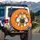 Orange Field Bubbling Cauldron White Ghosts Leafy Branches - Halloween Party Spare Tire Cover - 3