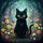Black Cat Wildflower Forest - Outdoor Nature Gift for Cat Lovers Spare Tire Cover - 6