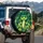 Cheerful Green Snake Yellow Stripes Tropical Jungle Leaves - Wildlife Lover Gift Spare Tire Cover - 3