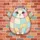Plump Cat Smile Wings Blue Pink Eye Brick Wall - Home Decor Gift for Cat Lover Spare Tire Cover - 6