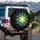 Geometric Crystalline Starburst Cosmic Bloom Golden Glow - Space Lover Home Decor Gift Spare Tire Cover - 3