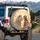 White Lion Blonde Woman Sunset Clouds - Wildlife Lover Gift Spare Tire Cover - 3