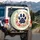 Paw Print Heart Floral Wreath Butterflies - Garden Lover Gift Spare Tire Cover - 3