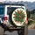 Monstera Fern Tropical Leaves Red Orange Flowers - Tropical Lifestyle Gift Spare Tire Cover - 3