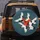 Flock of Flying Japanese Red-crowned Cranes Teal Blue Wildlife Lover Gift for Bird Lovers Spare Tire Cover - 5