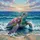 Sea Turtle Ocean Waves Sunset Beach - Wildlife Lover Home Decor Gift Spare Tire Cover - 6