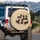 Black Tan Dachshunds Walking Sitting Peeking Silhouette Bone Paw Print - Dog Lover Gift Spare Tire Cover - 3