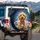 Smiling Fluffy Goldendoodle Labradoodle Dog Red Bandana - Dog Lover Travel Accessory Spare Tire Cover - 3