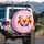 Vibrant Butterfly Pink Heart Golden Sunflowers - Home Decor Gift for Garden Lover Spare Tire Cover - 3