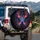 Electric Cyan Neon Stag Head Antlers - Cosmic Swirls Wildlife Travel Gift Spare Tire Cover - 3