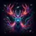 Electric Cyan Neon Stag Head Antlers - Cosmic Swirls Wildlife Travel Gift Spare Tire Cover - 6