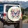 Dark Blue Butterfly Coral Pink Flowers Sage Green Foliage Birds - Home Decor Gift Spare Tire Cover - 3