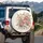 Blush Pink Peony Teal Daisy Blossoms Sage Green Leaves - Home Decor Gift Spare Tire Cover - 3