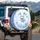 White Arctic Fox Blue Monarch Butterflies Ice Petals - Wildlife Lover Gift Spare Tire Cover - 3