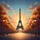 Eiffel Tower Parisian Boulevard Autumn Sunset Golden Glow - Travel Essentials Spare Tire Cover - 6