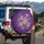 Purple Flowers Yellow Centers Green Leaves - Home Decor Gift for Garden Lover Spare Tire Cover - 3