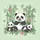 Cartoon Pandas Bamboo Hearts Bows - Wildlife Lover Gift for Panda Lover Spare Tire Cover - 6