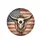 Longhorn Skull Distressed American Flag Wood - Patriotic Decor Gift for Cowboy Lover Spare Tire Cover - 4