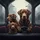 Three Chocolate Labradors Looking Forward Driving Luxury Auto Urban Roadside - Dog Parent Gift Spare Tire Cover - 6