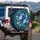 Dense Intertwined Blue Roses White Blossoms Foliage - Outdoor Vehicle Accessory Gift Spare Tire Cover - 3