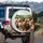 Cheerful Doodle Dogs Panoramic Green Hills - Outdoor Adventure Dog Lover Gift Spare Tire Cover - 3