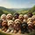 Cheerful Doodle Dogs Panoramic Green Hills - Outdoor Adventure Dog Lover Gift Spare Tire Cover - 6