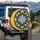 White Snowflake Folk Embroidery Floral Orange Gold Lattice Navy Blue - Home Decor Gift Spare Tire Cover - 3