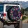 Dark Floral Fractal Cosmic Swirl Luminous Shards Petals - Vehicle Decor Gift Spare Tire Cover - 3